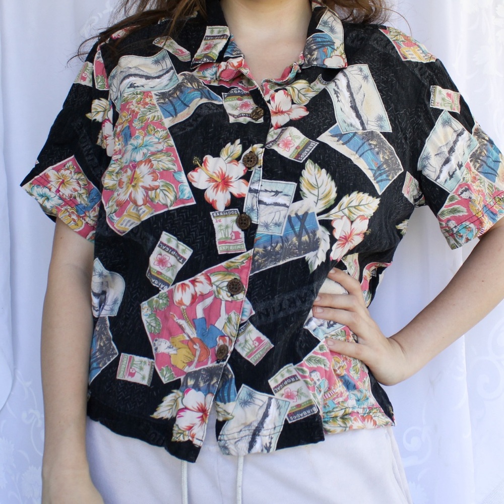 Island Traders Vintage Button Up Hawaiian Shirt Size L